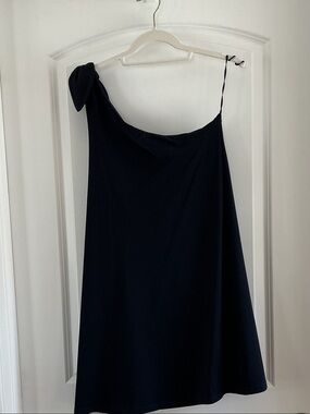 Susana Monaco One-Shoulder Blue/Black Dress with Knotted Strap - Size M